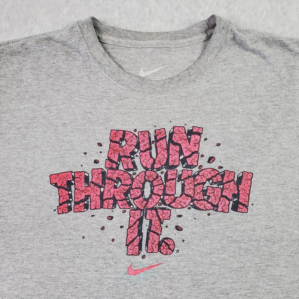 Nike Shirt Mens XL Gray Run Through It Graphic Tee Running Sports Motivational - Picture 3 of 9